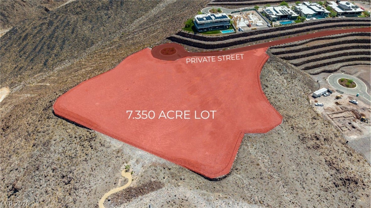 2 Epic View Court, Henderson, NV 89012 An aerial perspective showcases a massive building pad perched high in the desert hills.