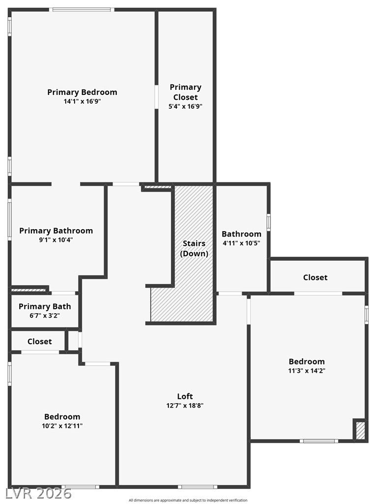 Detailed schematic layout illustrates the spacious upper level floor plan with generous bedroom proportions.