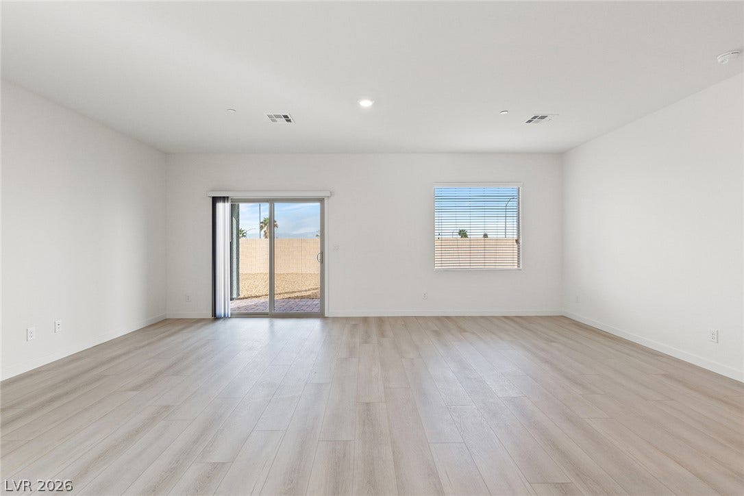 2754 Avril Point Street, Las Vegas, NV 89156 Clean lines and smooth flooring define this minimalist living space opening to the outdoors.