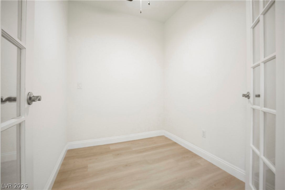 Den/Office with Double French Doors and Ceiling Fan