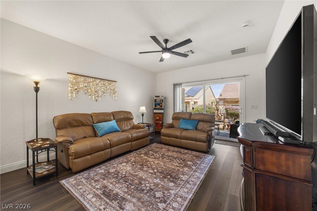 7940 Fantail Drive, North Las Vegas, NV 89084 Sliding glass doors open from this comfortable living space directly onto a private patio.
