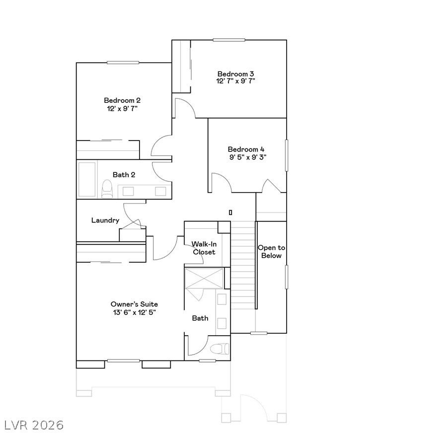 117 Scarhill Track Avenue, Henderson, NV 89011 A detailed layout illustrates the efficient second floor design featuring four bedrooms and laundry access.
