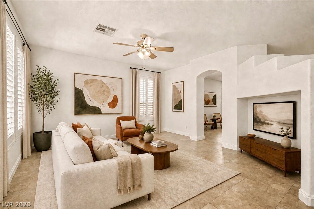 1424 Clipperton Avenue, Henderson, NV 89074 Virtually staged.
Arched doorways and tile flooring define this warm, welcoming space.