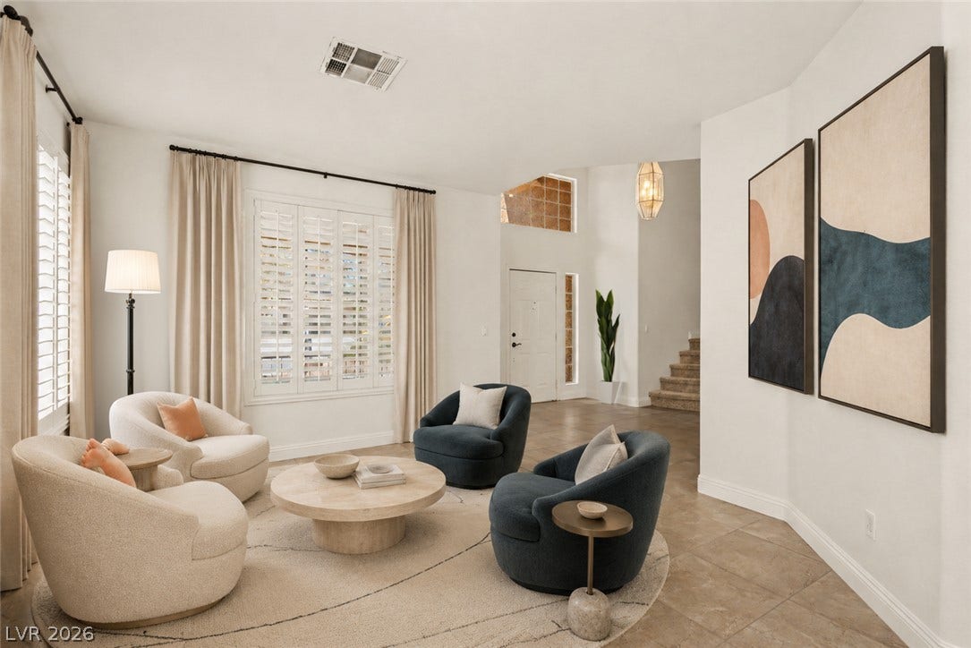 1424 Clipperton Avenue, Henderson, NV 89074 Virtually Staged.
Smooth tile flooring, clean walls, and recessed windows define this welcoming open entryway space.