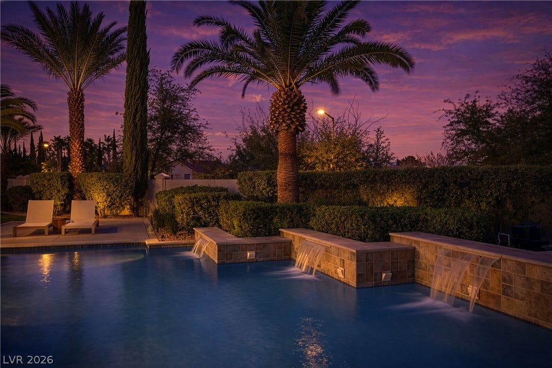 8800 Lusso Court, Las Vegas, NV 89134 View of pool featuring a fenced backyard and patio surround
