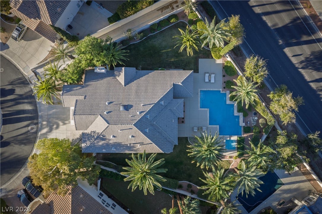 8800 Lusso Court, Las Vegas, NV 89134 Drone / aerial view of a pool