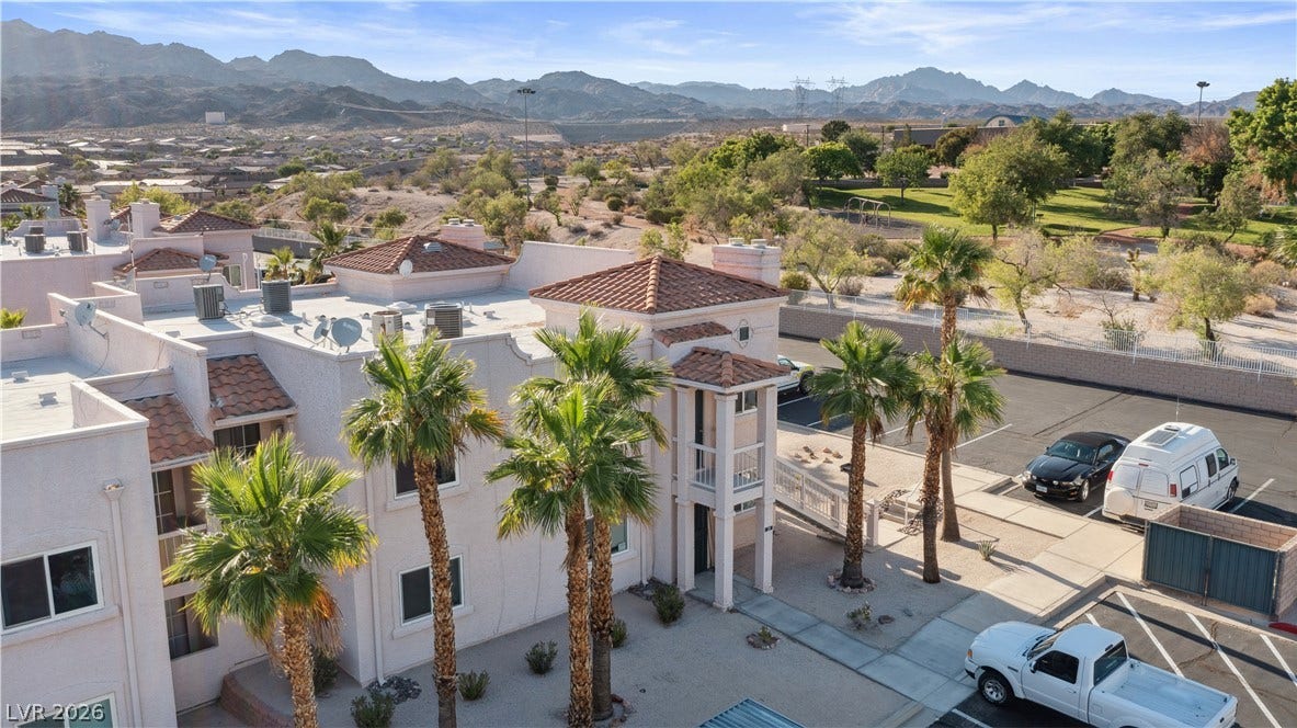Aerial view of a mountain backdrop