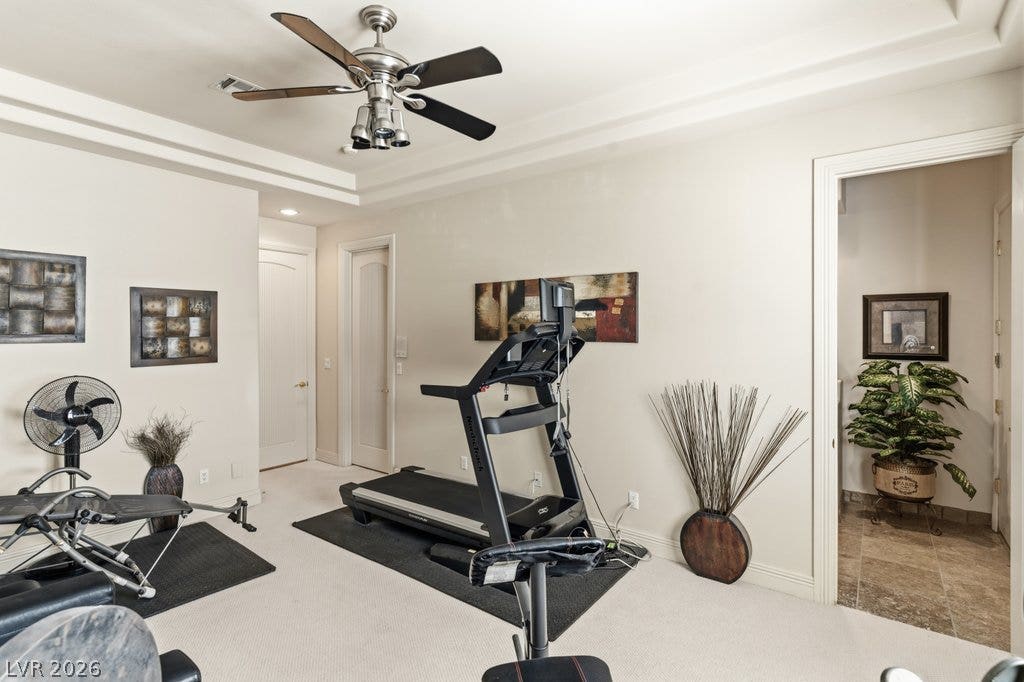 1632 Marbella Ridge Court, Las Vegas, NV 89117 Recessed lighting, elegant crown molding, and plush carpeting define this versatile bonus space.