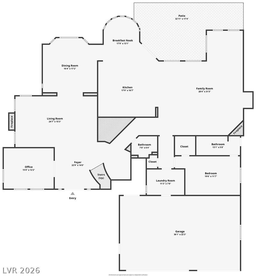 1632 Marbella Ridge Court, Las Vegas, NV 89117 A detailed layout illustrates the functional flow of this spacious single-level residence.