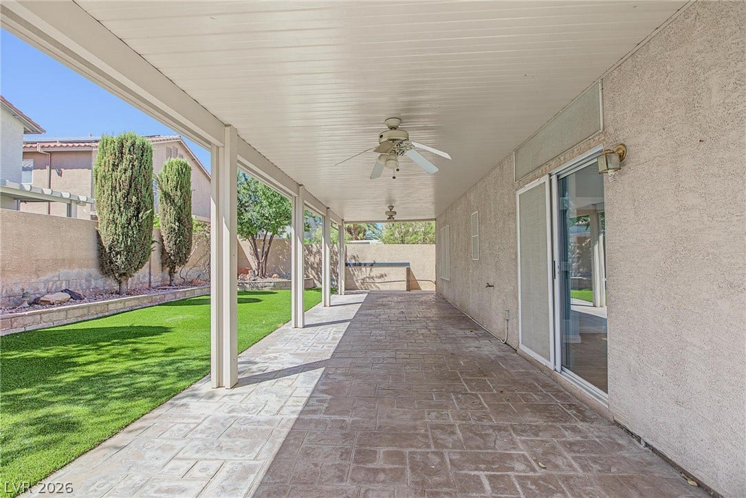 911 Sterling Thorn Court, Las Vegas, NV 89183 Covered patio and astroturf.