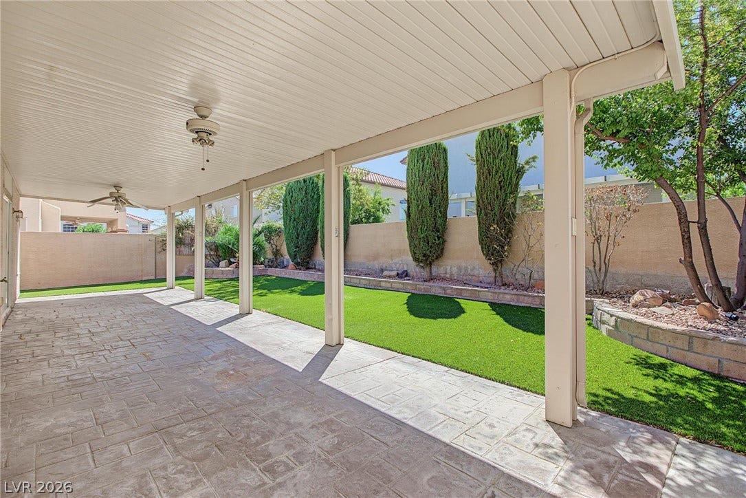 911 Sterling Thorn Court, Las Vegas, NV 89183 Covered patio and astroturf.
