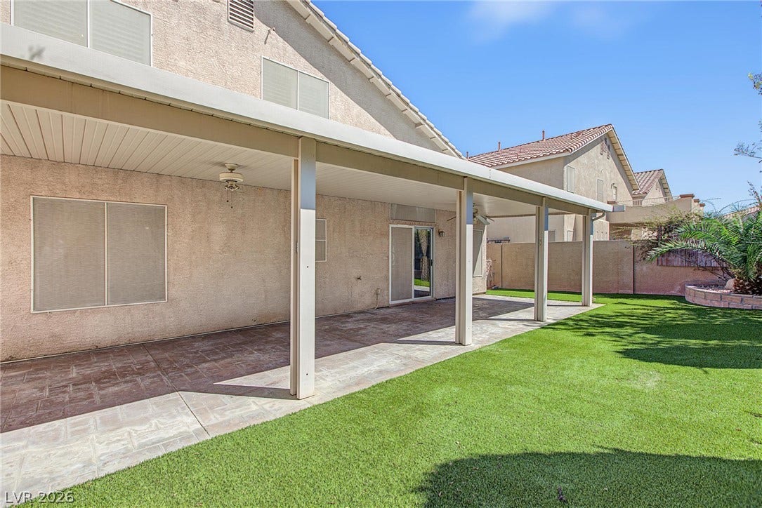 911 Sterling Thorn Court, Las Vegas, NV 89183 Covered patio and astroturf.