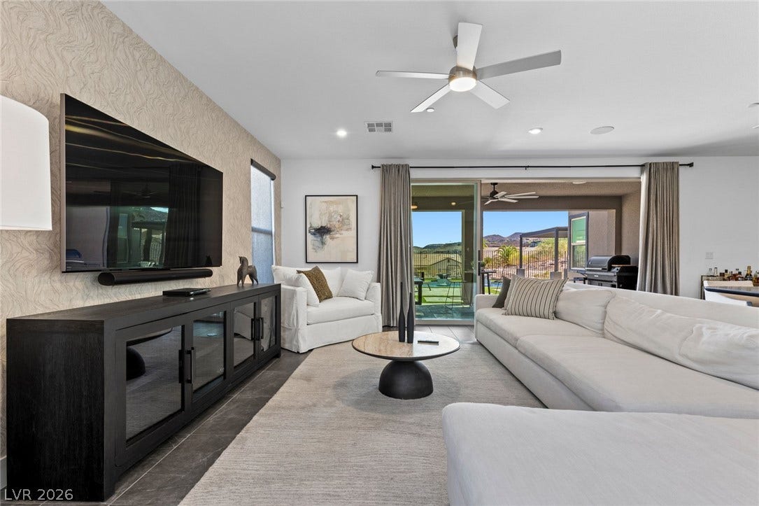 1976 Peaceful Mesa Court, Henderson, NV 89052 Large sliding glass doors seamlessly connect this modern interior space to the outdoor patio.