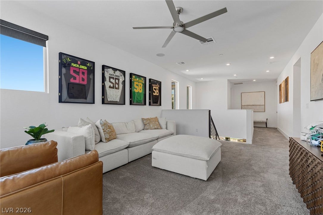 1976 Peaceful Mesa Court, Henderson, NV 89052 A spacious upper-level loft features wall-to-wall carpeting and recessed lighting.