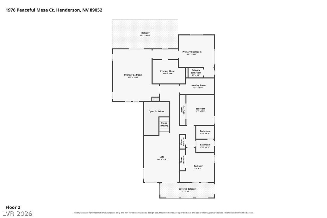 1976 Peaceful Mesa Court, Henderson, NV 89052 Detailed floor plan illustrating the upper level layout and room dimensions.