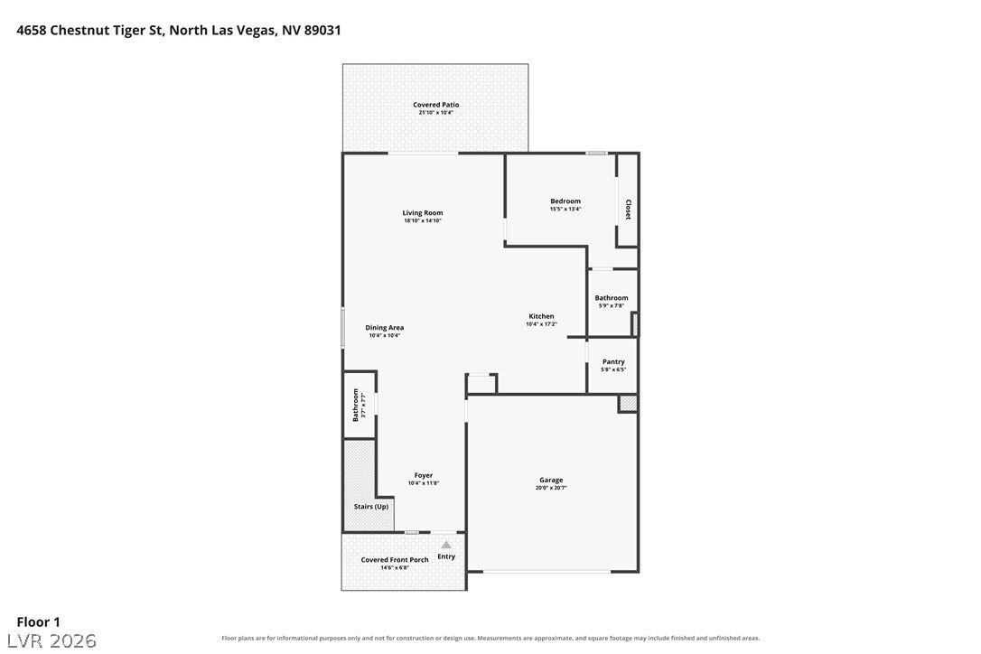 4658 Chestnut Tiger Street, North Las Vegas, NV 89031 A detailed layout illustrates the functional flow of this thoughtfully planned main level floor plan.