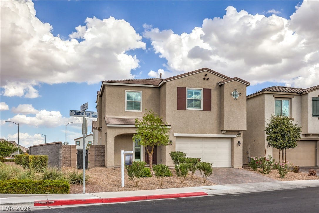 4658 Chestnut Tiger Street, North Las Vegas, NV 89031 Clean architectural lines define this modern two-story home situated on a desirable corner lot.