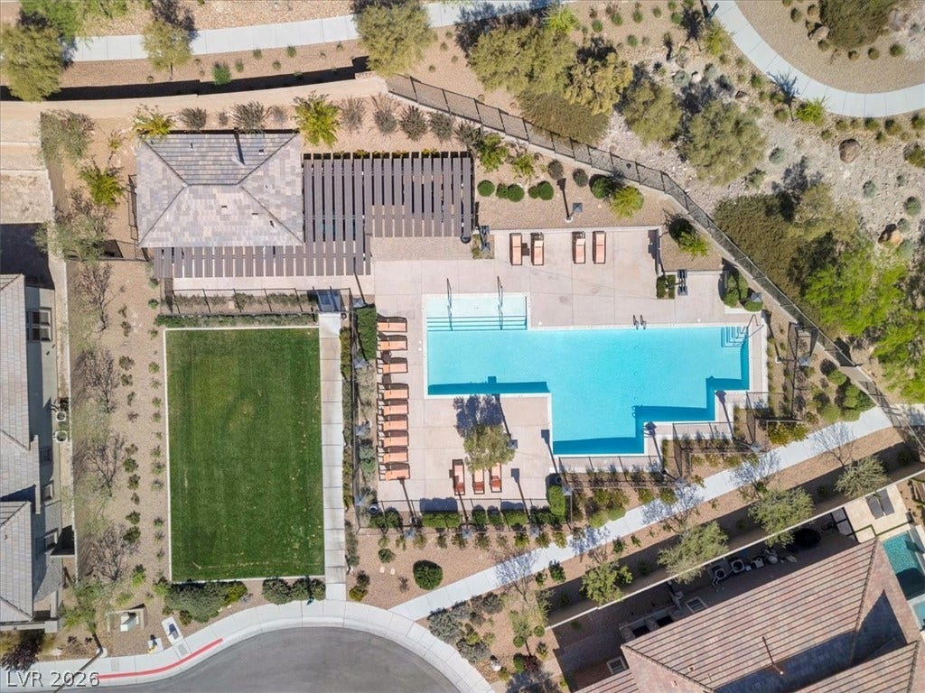 Bird's eye view of the community pool area