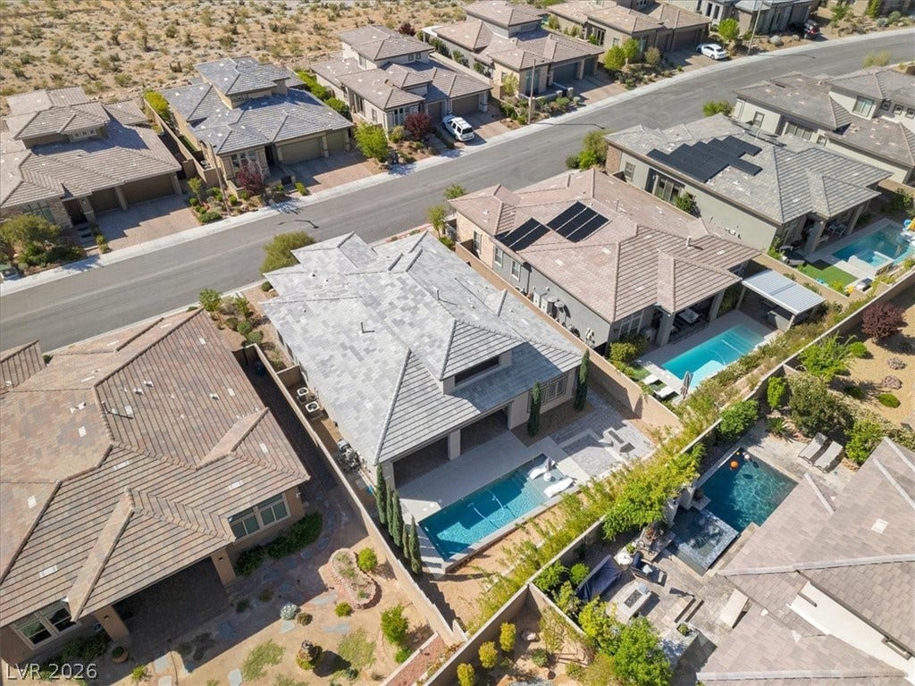 Aerial perspective of suburban area
