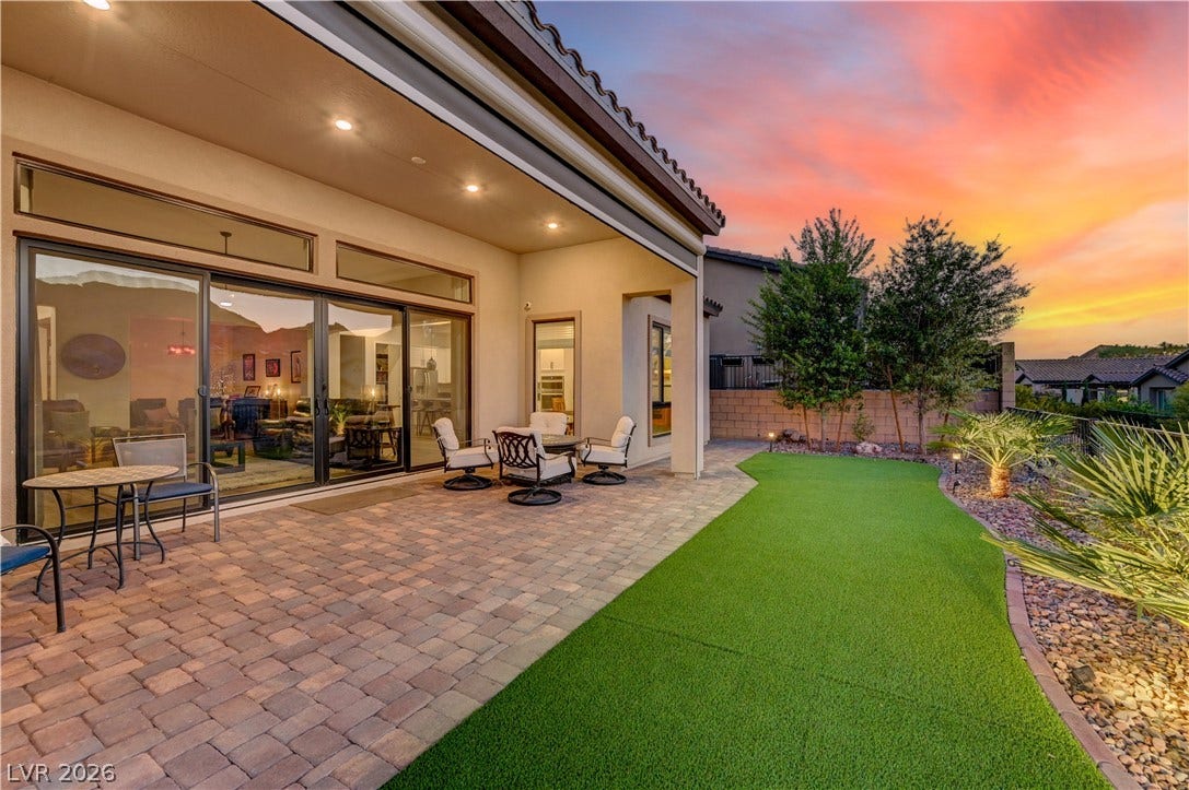 51 Thorn Creek Street, Henderson, NV 89011 Patio terrace at dusk featuring a fenced backyard and a patio