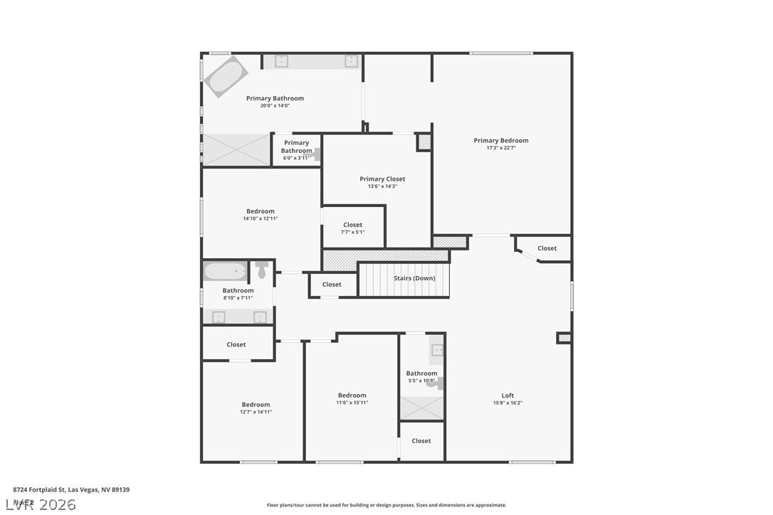 8724 Fortplaid Street, Las Vegas, NV 89139 A detailed layout showcases the spacious second-floor bedrooms and bathrooms.