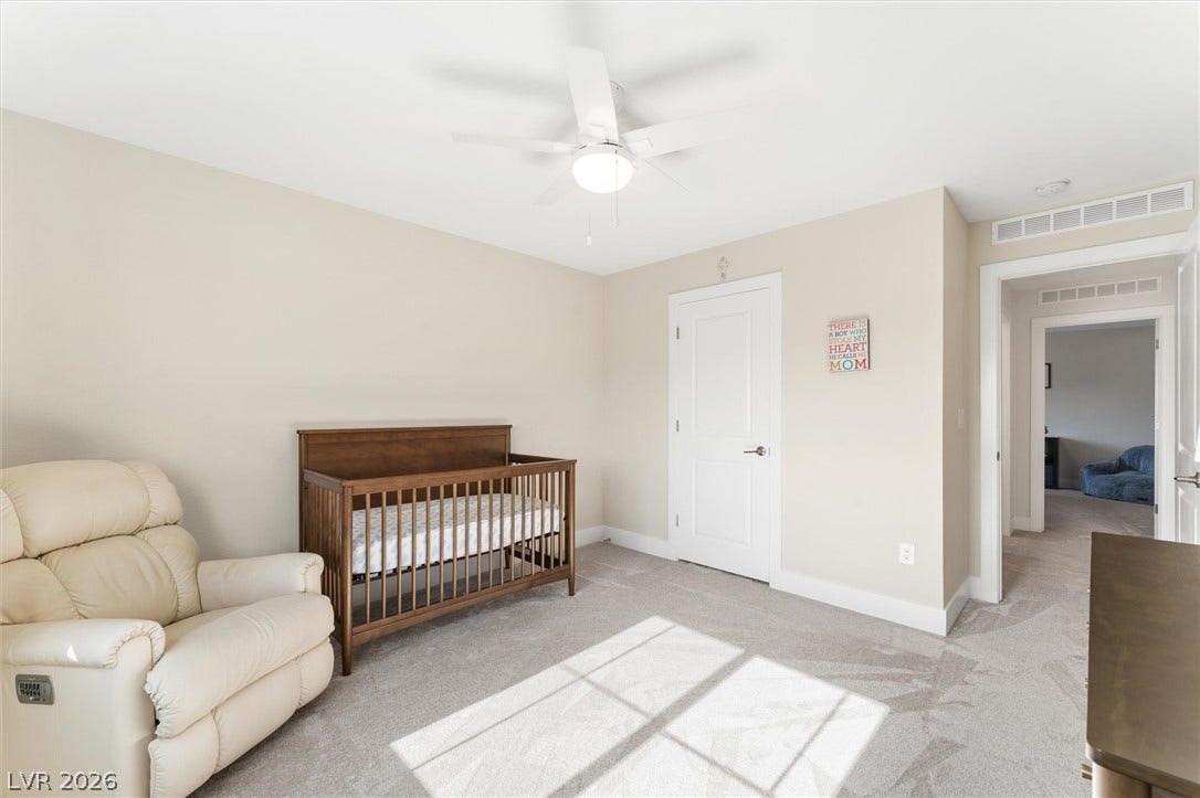 8724 Fortplaid Street, Las Vegas, NV 89139 Soft carpet and clean walls define this versatile second-floor bedroom layout.
