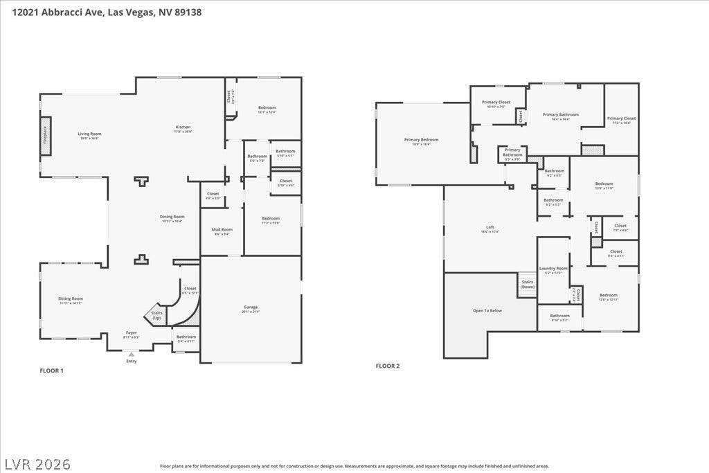 12021 Abbracci Avenue, Las Vegas, NV 89138 Visualize potential layouts and room dimensions with this clear and comprehensive floor plan.