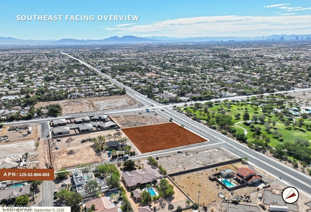 West Lone Mountain, Las Vegas, NV 89149 Expansive desert vistas and city skyline views frame this highlighted residential building lot.