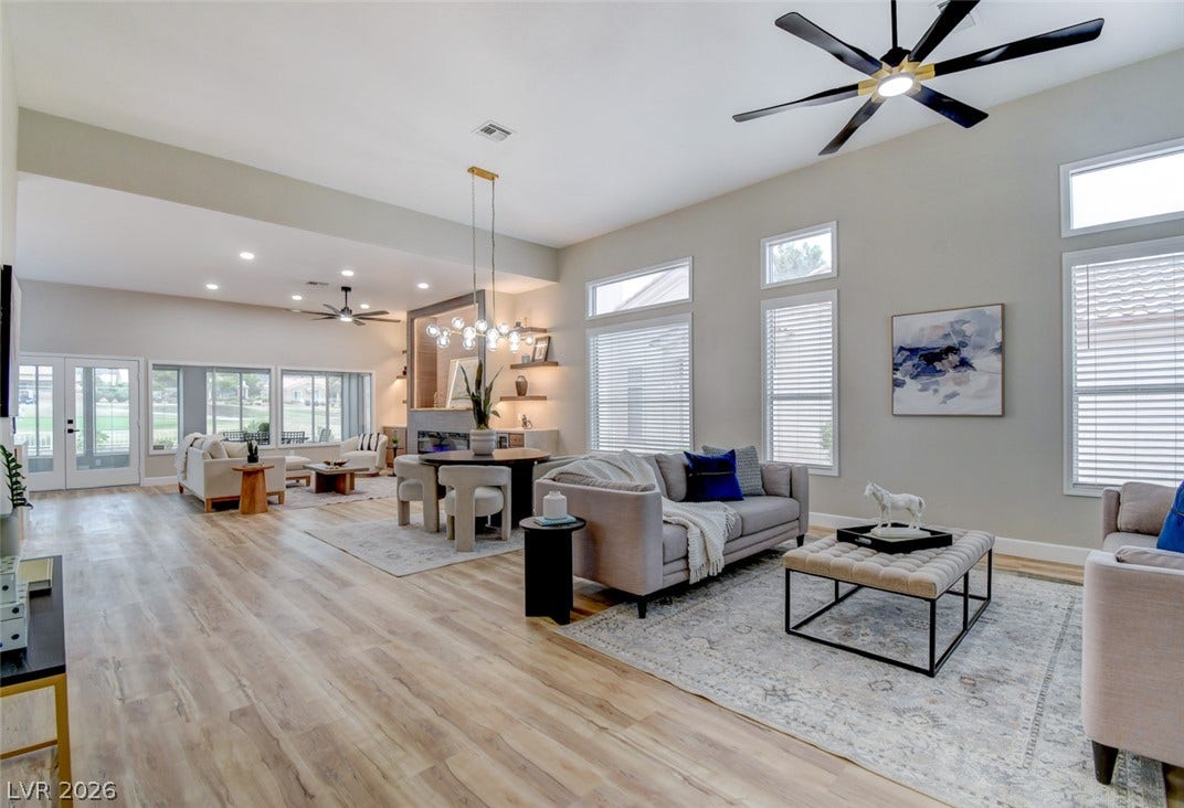 2837 Billy Casper Drive, Las Vegas, NV 89134 An open floorplan seamlessly connects the airy living space to the dining area.