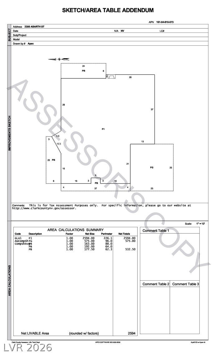 2306 Abarth Street, Las Vegas, NV 89142 Previous assessor's building sketch