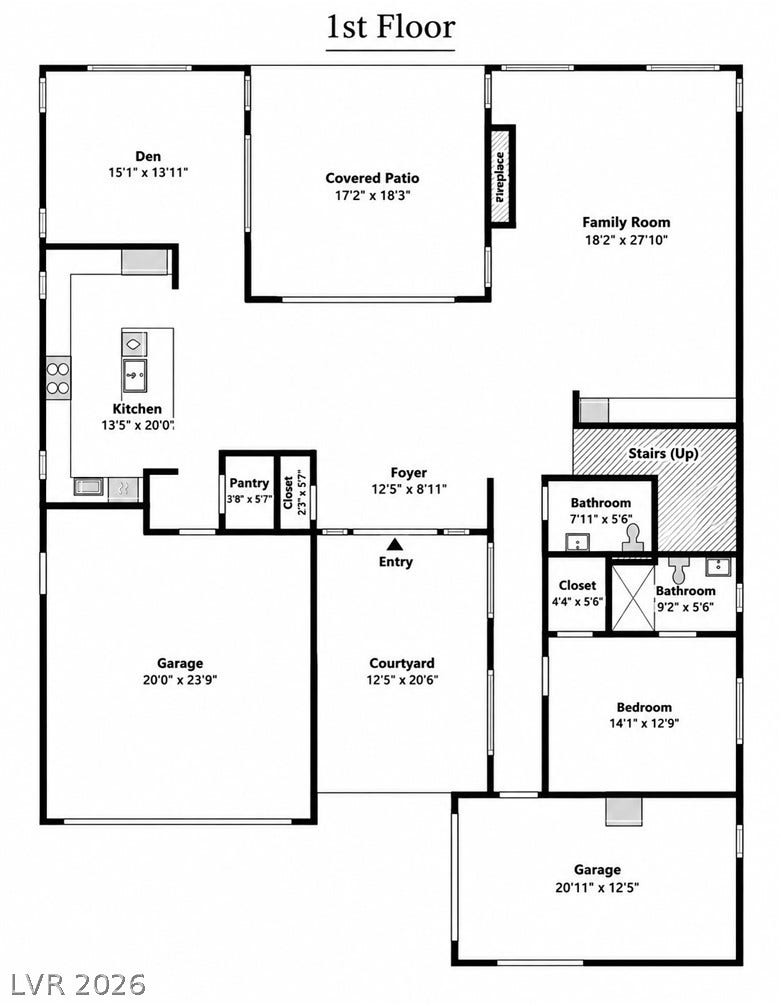 1 Moonfire Drive, Las Vegas, NV 89135 A detailed first floor layout illustrates the thoughtful arrangement of living spaces.