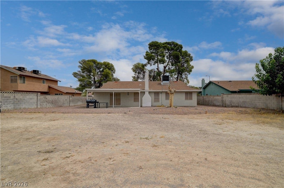 2829 N Michael Way, Las Vegas, NV 89108 An expansive backyard space enclosed by a block wall holds immense potential for customization.