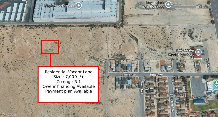 Tamrin, North Las Vegas, NV 89030 An aerial map highlights this residential parcel in a developing neighborhood.