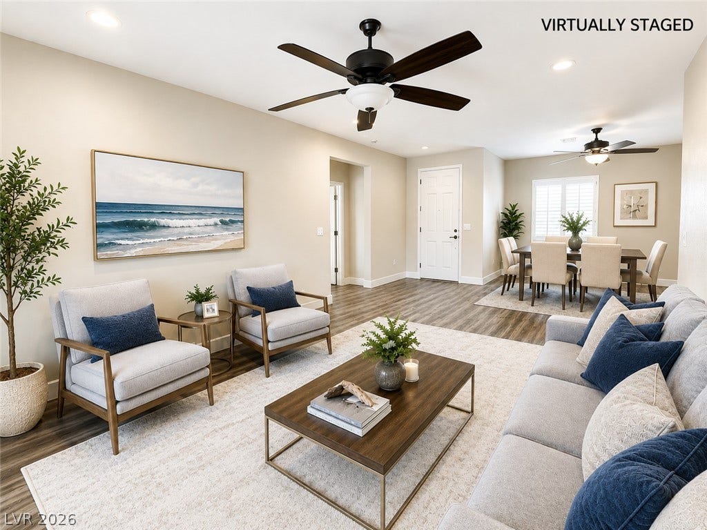 2237 Merrimack Valley Avenue, Henderson, NV 89044 Tile - floors anchor this airy, open-concept living area and adjacent dining space.