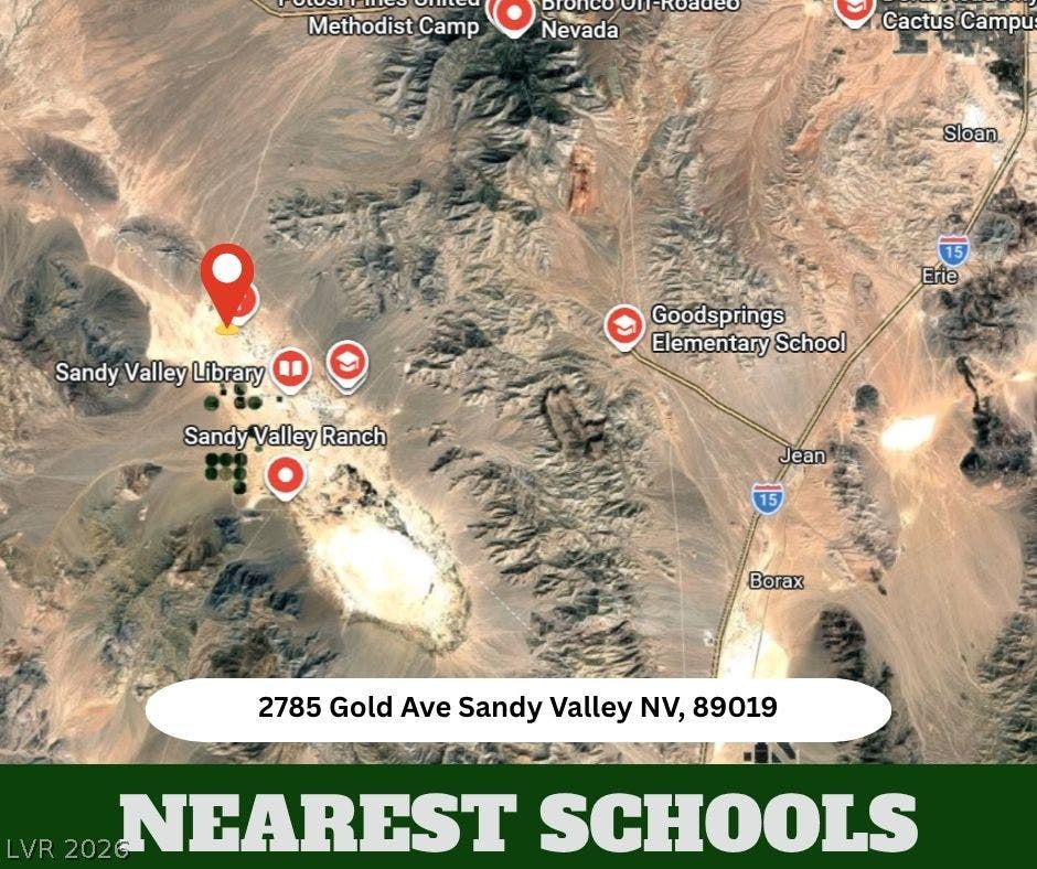Satellite view highlighting the nearby schools and local amenities surrounding the property.