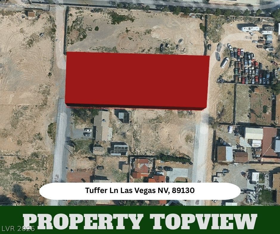 An aerial perspective outlines the parcel boundaries within an established neighborhood setting.