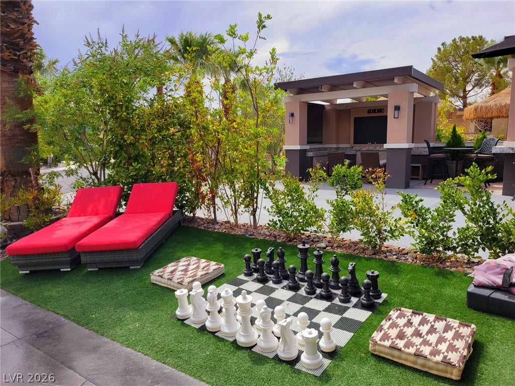 8175 Arville Street, #293, Las Vegas, NV 89139 Lush landscaping and a modern structure define this engaging outdoor recreation area.