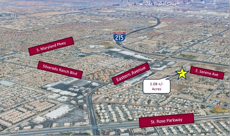 Goldhill Road, Henderson, NV 89123 An aerial overview highlights the property location relative to major local thoroughfares.