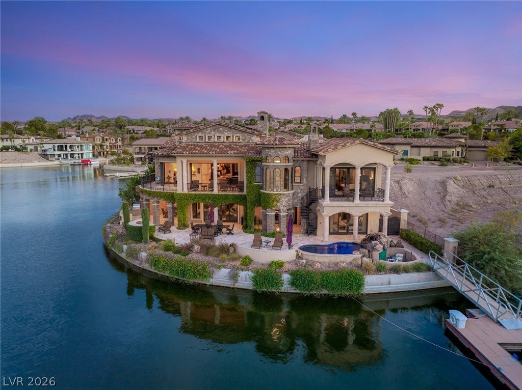 7 Lido Nord, Henderson, NV 89011 Stately waterfront architecture commands attention from its prime lakeside location.