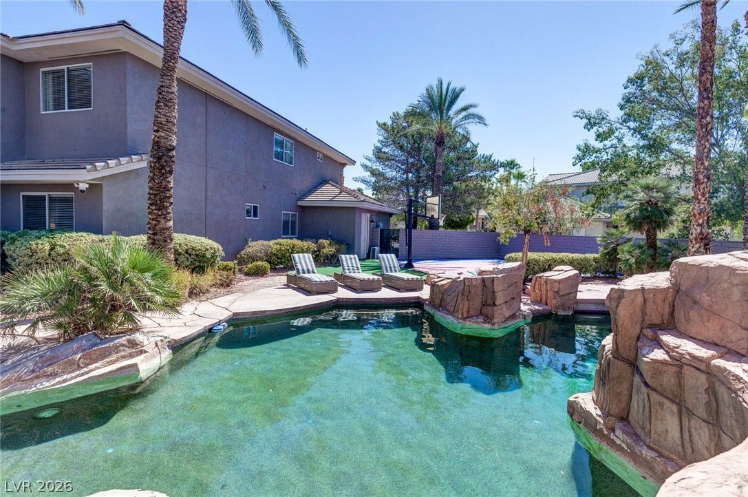 9916 Aspen Knoll Court, Las Vegas, NV 89117 Looking from pool towards sports court.