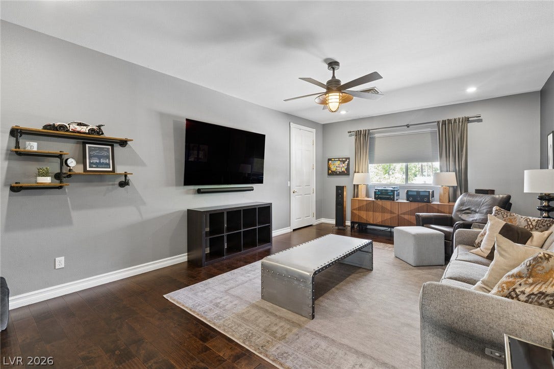 9916 Aspen Knoll Court, Las Vegas, NV 89117 Bedroom / office has glass doors at entrance. Walk in closet at rear left