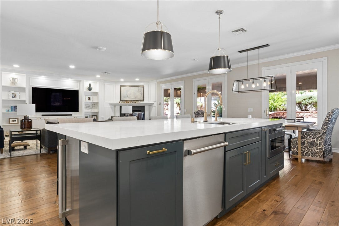 9916 Aspen Knoll Court, Las Vegas, NV 89117 Looking towards island at left is ice maker and right is dishwasher.