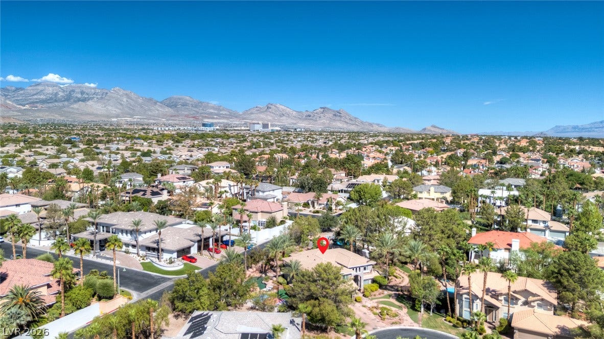 9916 Aspen Knoll Court, Las Vegas, NV 89117 View from South East of home. Downtown Summerlin in background.