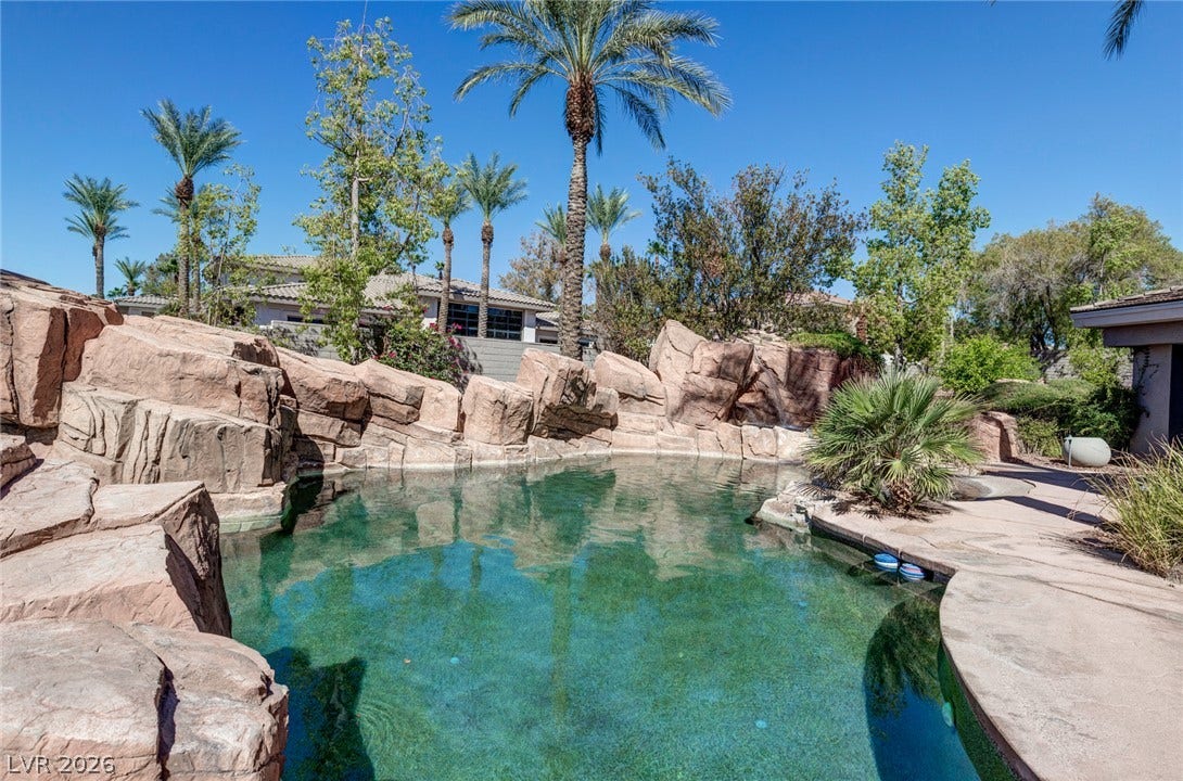 9916 Aspen Knoll Court, Las Vegas, NV 89117 Pool looking towards spa area. House in background is across street behind property.
