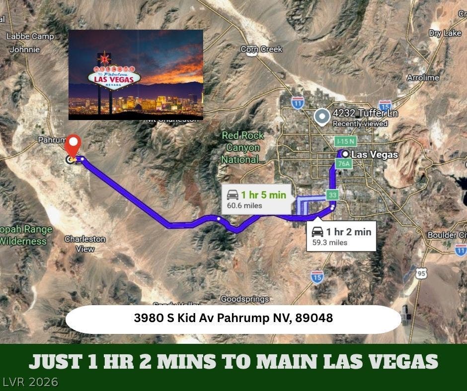 A regional map highlights the convenient proximity of the property to Las Vegas.