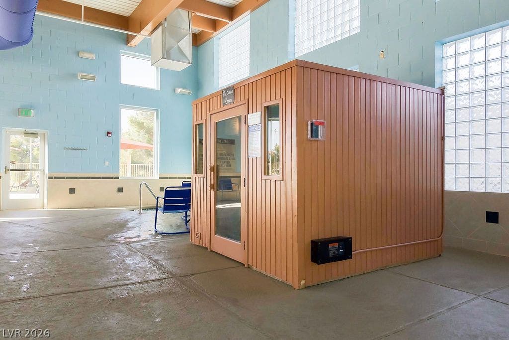 3432 Herring Gull Lane, North Las Vegas, NV 89084 Wooden sauna cabin in community pool area.