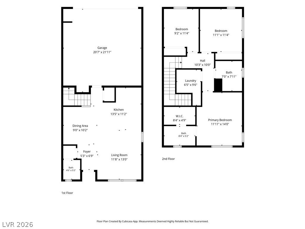 2594 Canary Yellow Court, North Las Vegas, NV 89086 A detailed layout outlines the two-story flow of this modern residential space.