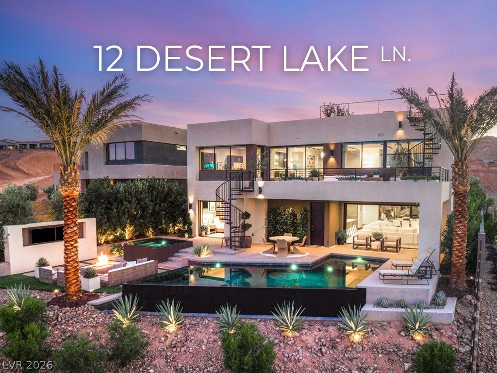 A tiered outdoor entertainment area provides a swimming pool, fire pit, and ample seating.