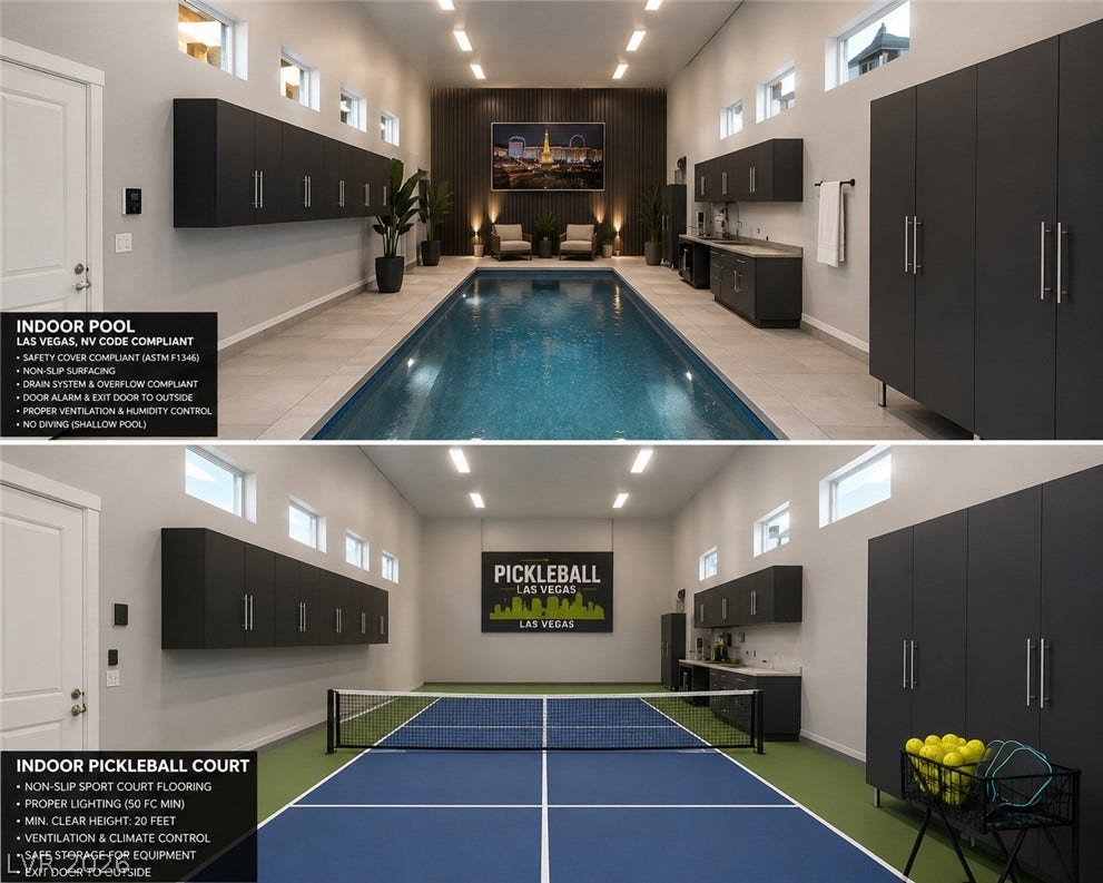 Concept for changing the RV Garage into an indoor pool or pickleball court