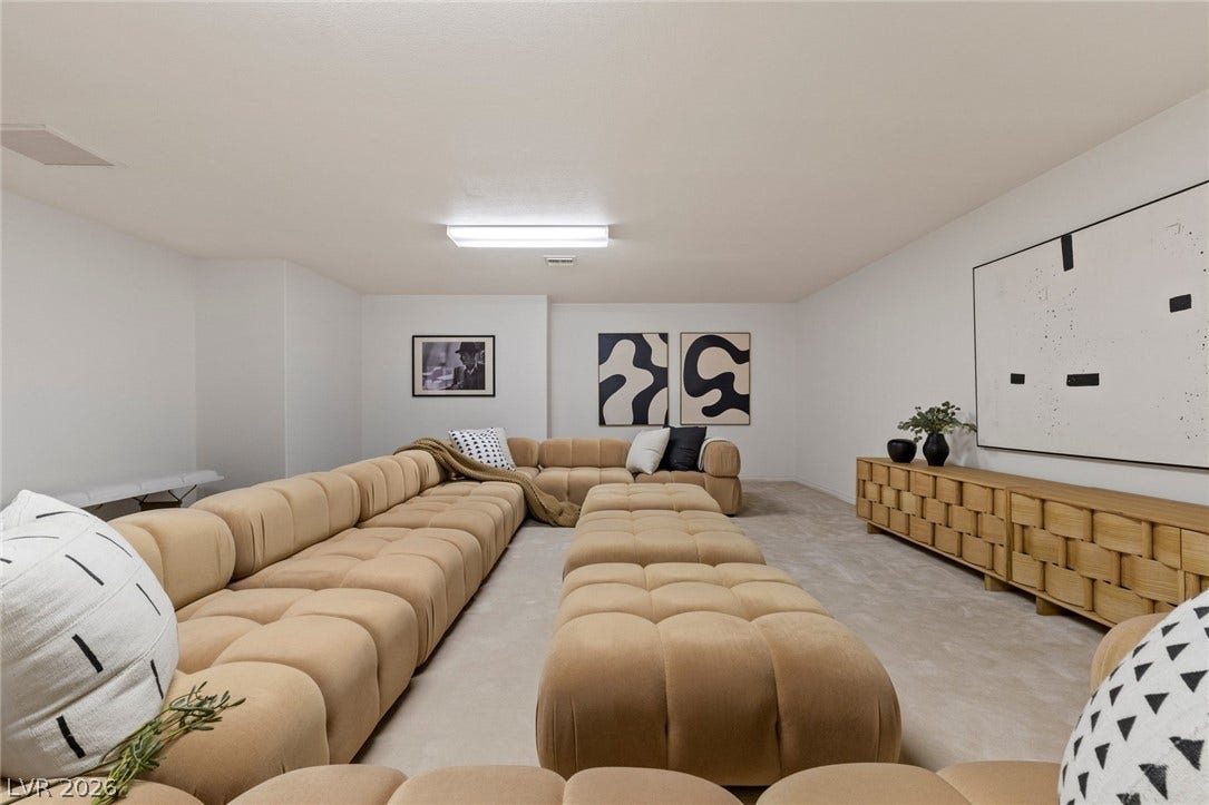 Clean white walls create a minimalist foundation
